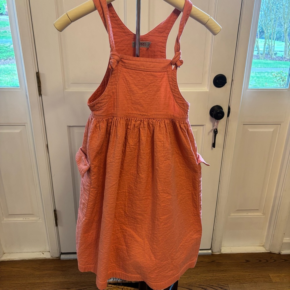 Esprit girls‎ 8 vintage Coral overall  Dress with Pockets